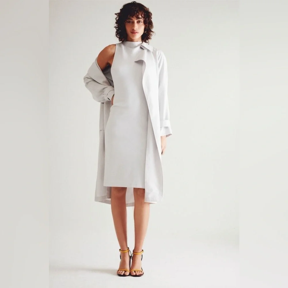 Aritzia Babaton green grey Matheson midi dress - size 8 - Picture 3 of 11